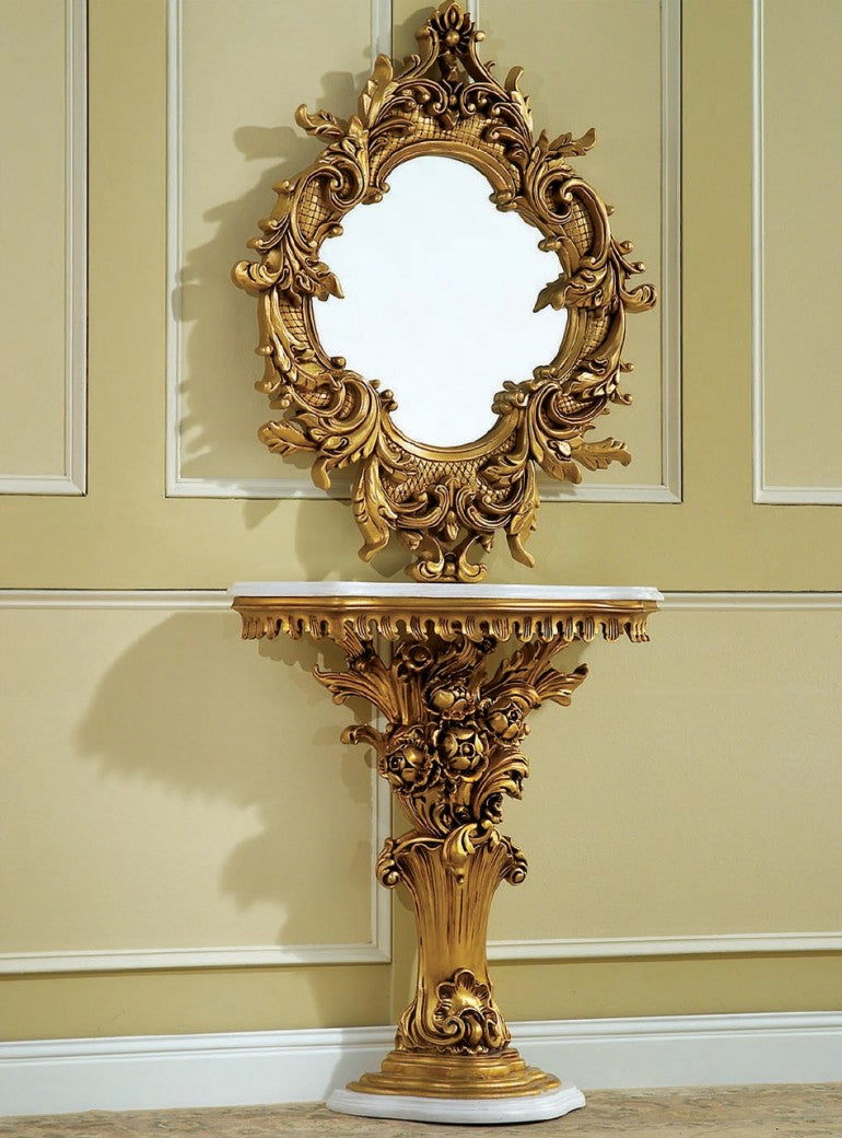 212AM Luxury Marble Top Console Table   