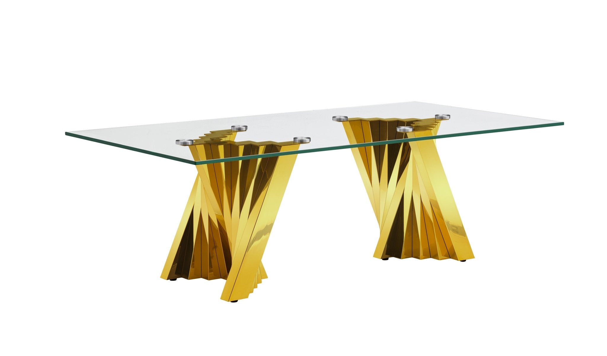 COFFEE TABLE 10MM TEMPERED GLASS 201 STAINLESS STEEL GOLD/SILVER MIRRORED FINISH SIZE:51.2"Lx28.0"Dx16.9"H