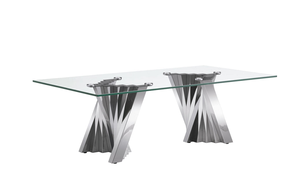 COFFEE TABLE 10MM TEMPERED GLASS 201 STAINLESS STEEL GOLD/SILVER MIRRORED FINISH SIZE:51.2"Lx28.0"Dx16.9"H