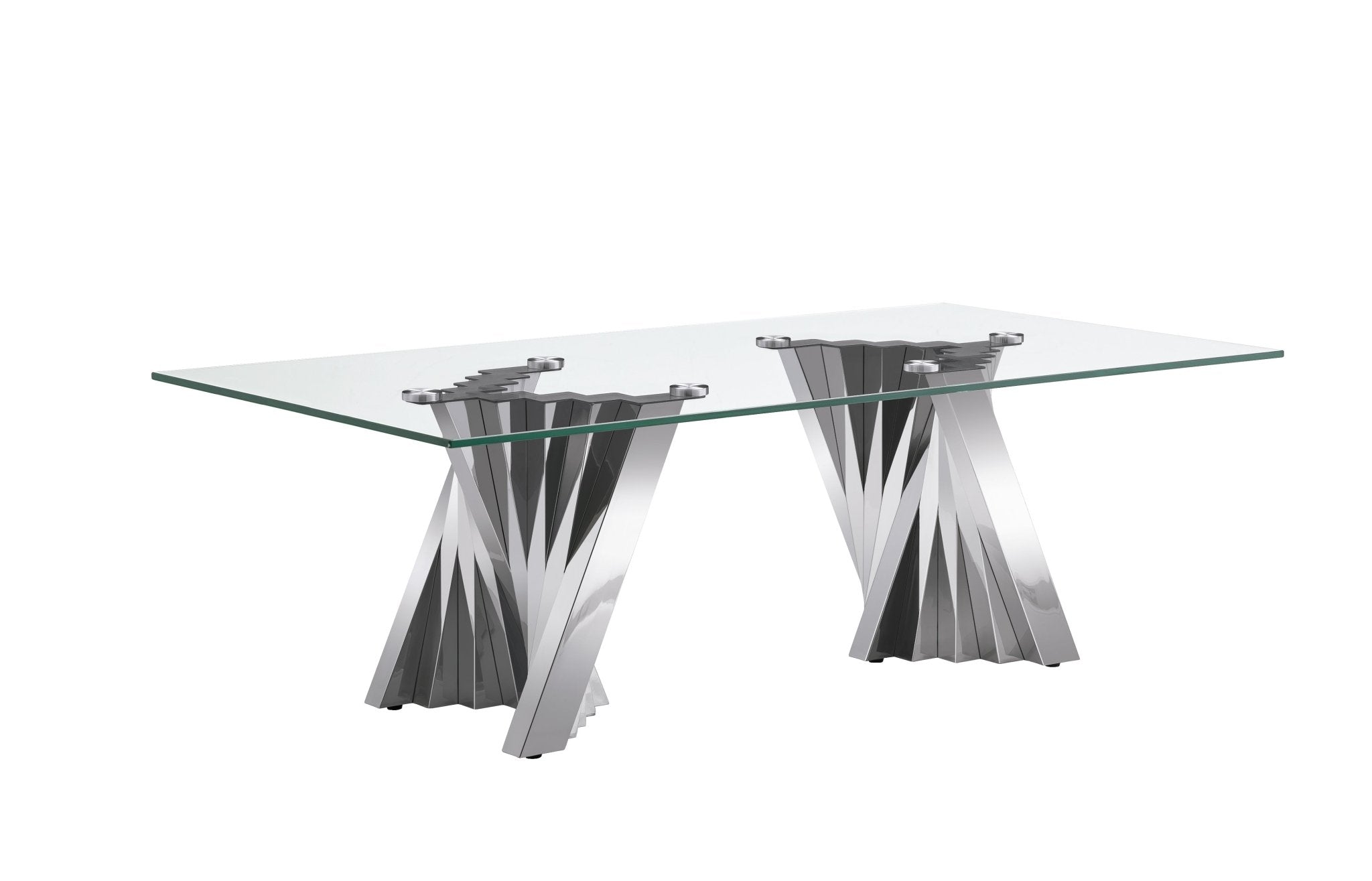 COFFEE TABLE 10MM TEMPERED GLASS 201 STAINLESS STEEL GOLD/SILVER MIRRORED FINISH SIZE:51.2"Lx28.0"Dx16.9"H