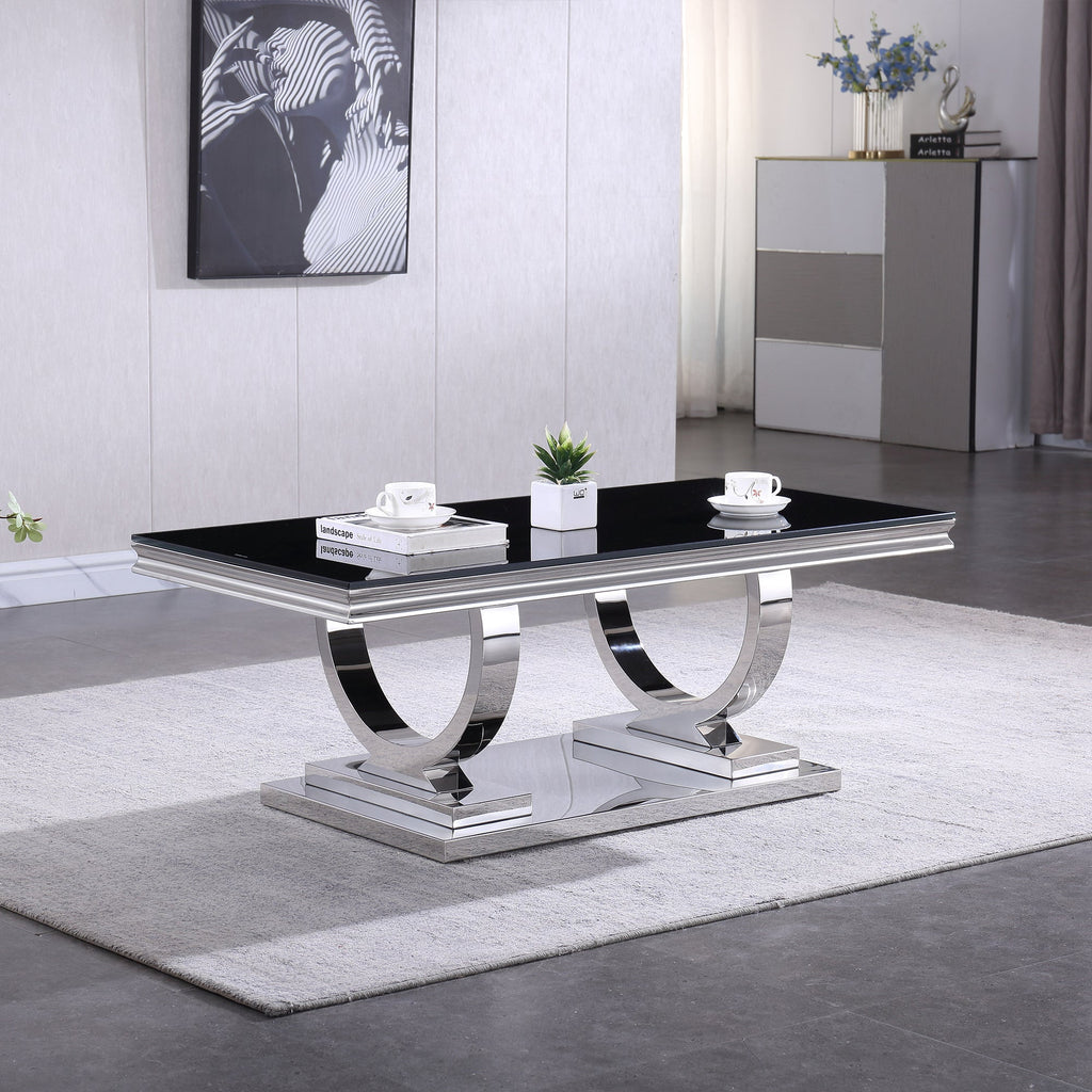 COFFEE TABLE 18 MM WHITE MARBLE 201 STAINLESS STEEL GOLD MIRRORED FINISH SIZE:47.2"Lx23.6"Dx17.7"H