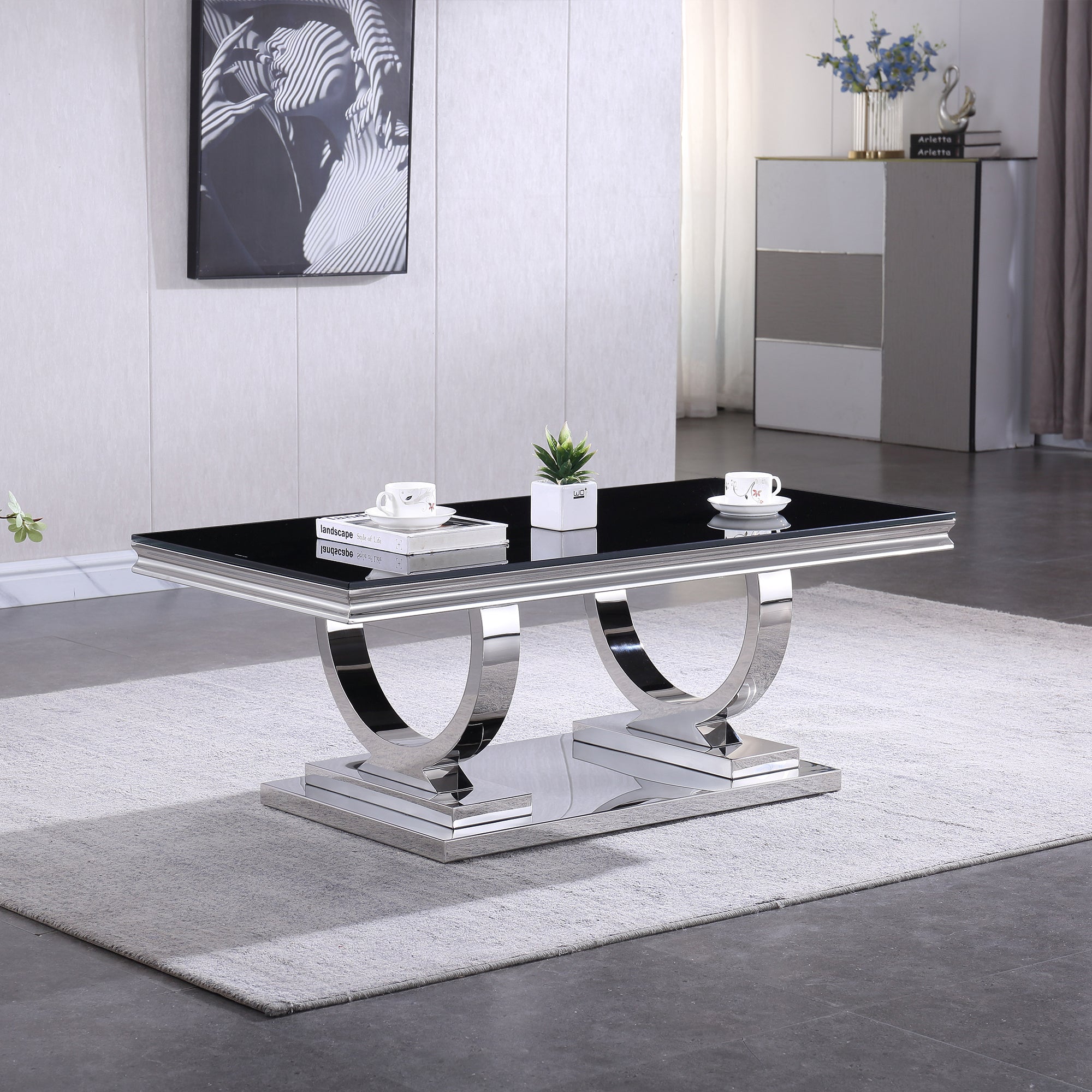 COFFEE TABLE 18 MM WHITE MARBLE 201 STAINLESS STEEL GOLD MIRRORED FINISH SIZE:47.2"Lx23.6"Dx17.7"H
