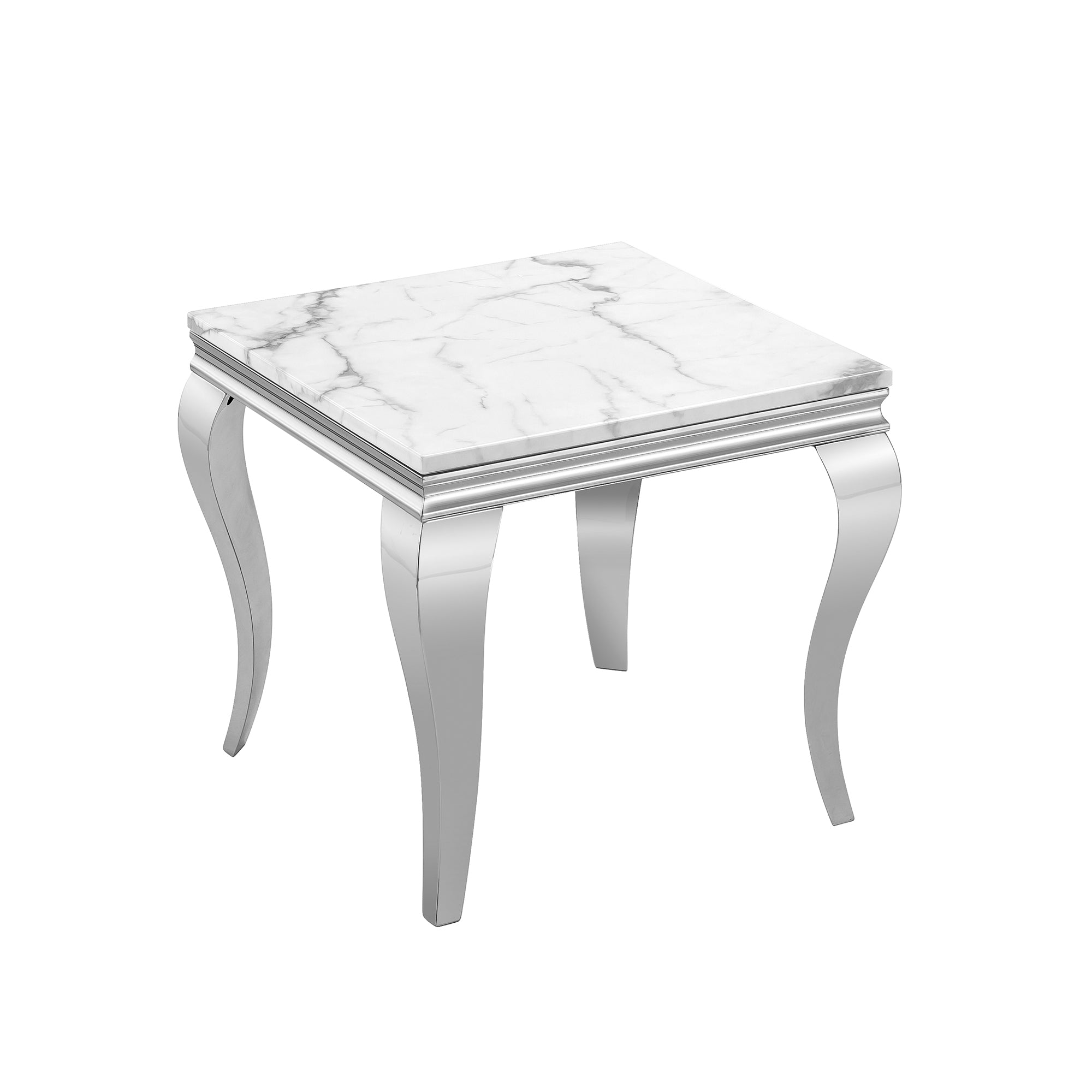 END TABLE 10MM BLACK TEMPERED GLASS STAINLESS STEEL SILVER MIRRORED FINISH SIZE:24"Lx24"Dx22"H