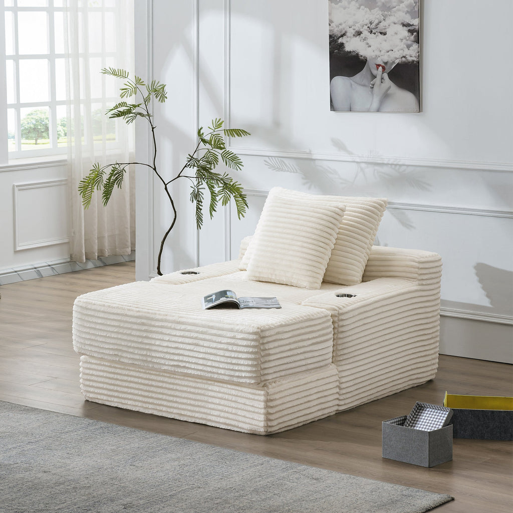 COMPRESSED SOFA WHITE FLANNEL HIGH-DENSITY SPRING HIGH QUALITY SPONGE FILLING SOFA SIZE:44.88"Lx56.30"Dx24.02"H LOVESEAT SIZE:67.7"Lx66.9"Dx24.8"H