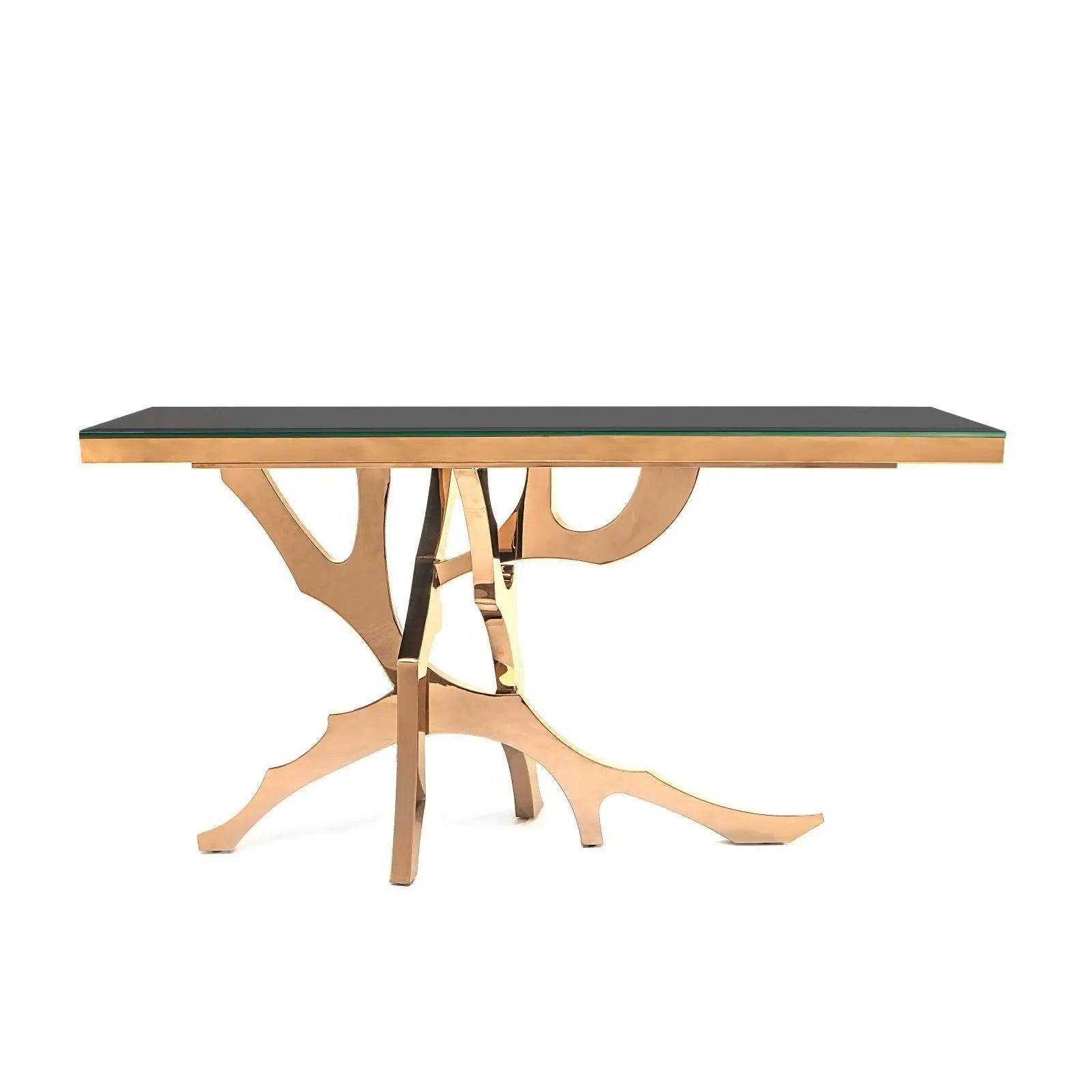 Albero Black Glass Top Console Tables